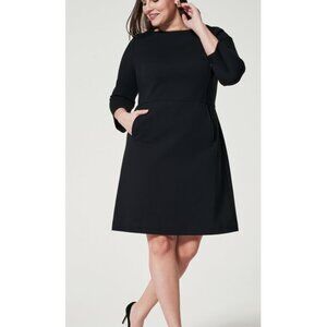 NWT - SPANX Perfect Shift Dress 3/4 Sleeves Ponte Sheath Black - XL